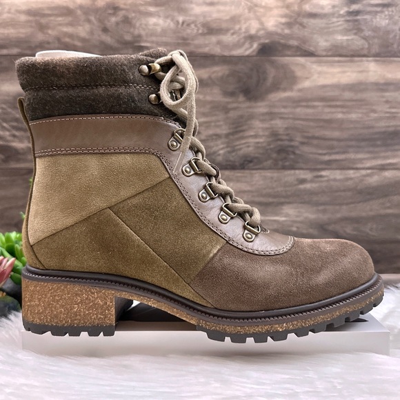 NIB Earth Elements Tessa Lace Up Combat Hiker Boots Leather Mushroom - Picture 7 of 13